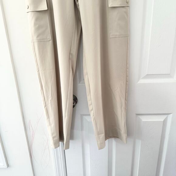 Lou & Grey Beige Wanderweave Cargo Style Straight Wide Leg Pants New Medium - Picture 4 of 11